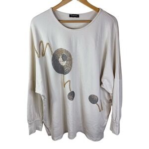 DARKWIN 2X Graphic Quality Tunic NEW DESIGNER Beige Gray Gold